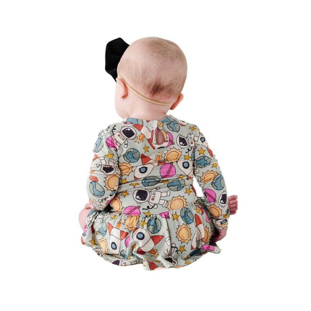 Bums & Roses Girls  No Space To Go Ruffle Dress, Multicolor - Picture 2 of 3